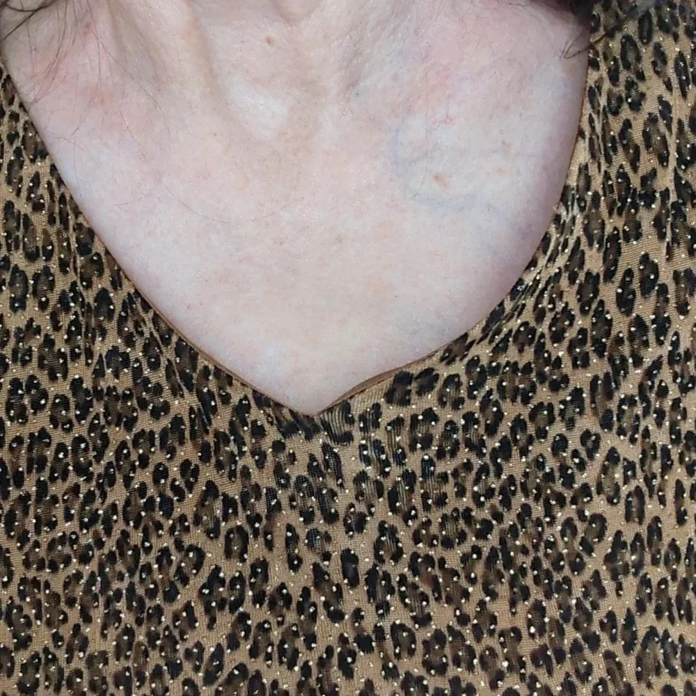 Vintage 80s Jessica Howard Glitter Leopard Print Swing Dress - Picture 12 of 12